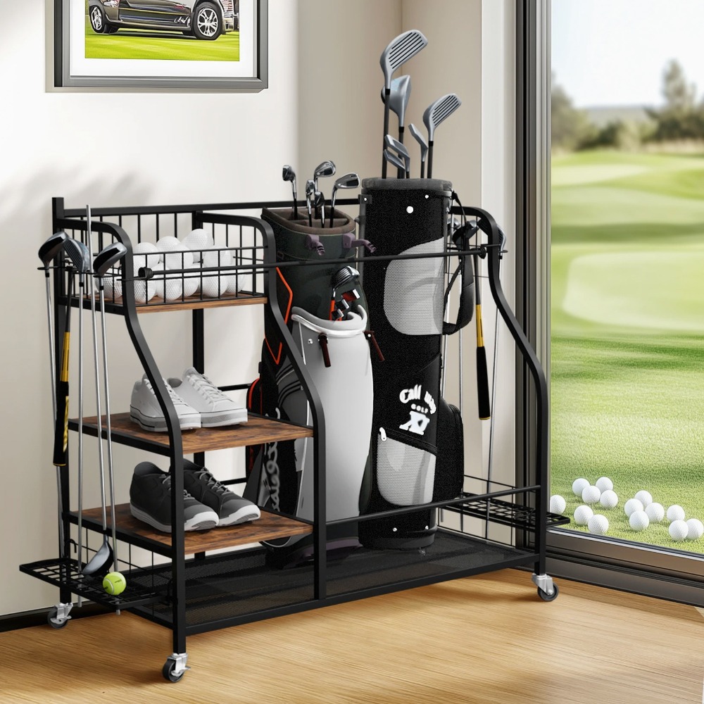 Mobile Golf Bag Rack with Whee - Sports Equipment Bag With Wheels review and price
